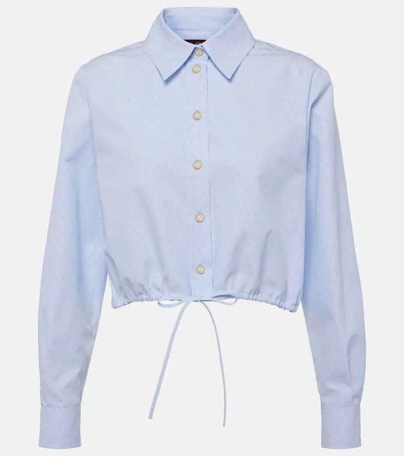 Gucci Pinstriped cropped cotton jacquard shirt | LYBSTORE