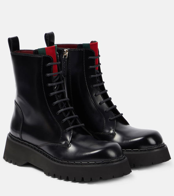 Gucci Polished leather combat boots | LYBSTORE