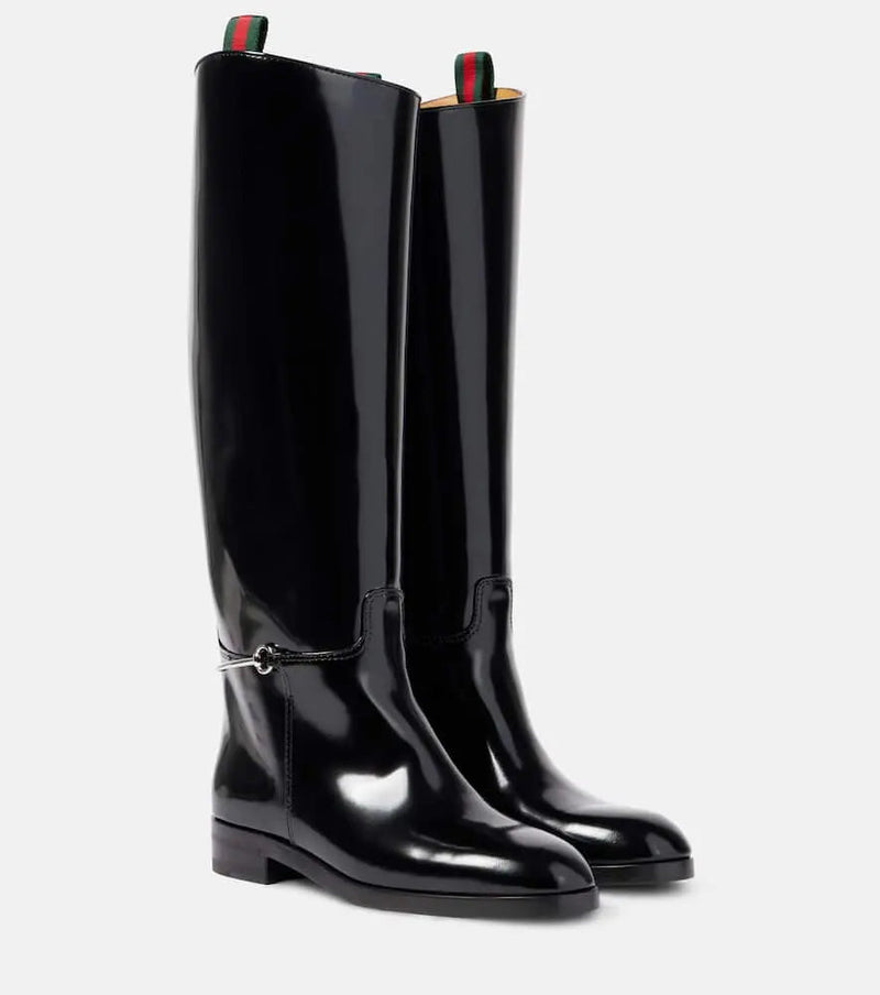 Gucci Polished leather knee-high boots