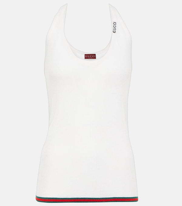 Gucci Ribbed-knit cashmere and silk tank top