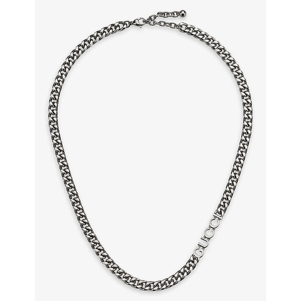 Womens Gucci Script silver-toned metal necklace