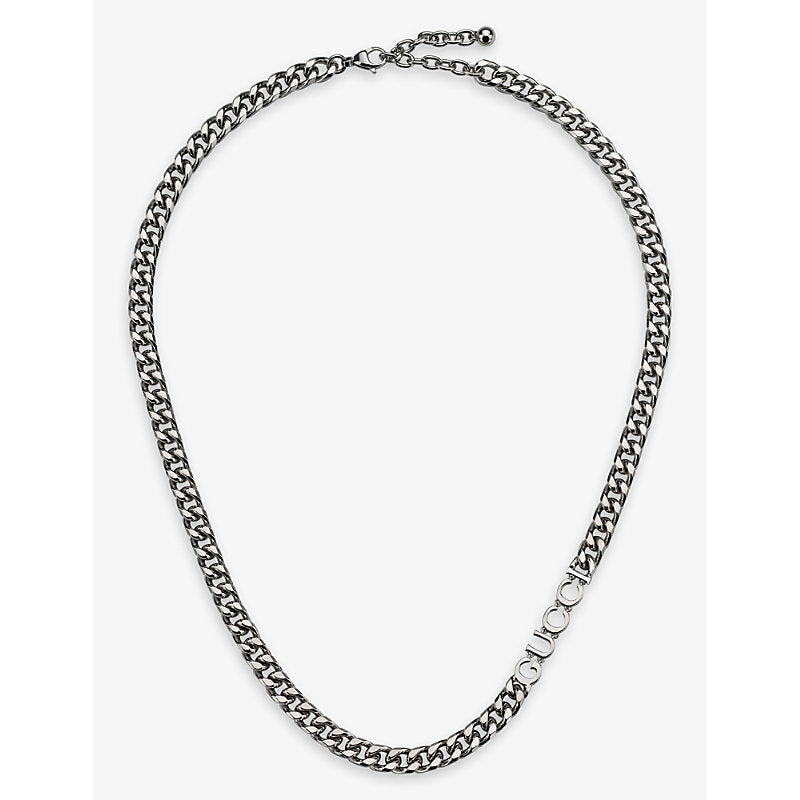 Gucci Script silver-toned metal necklace