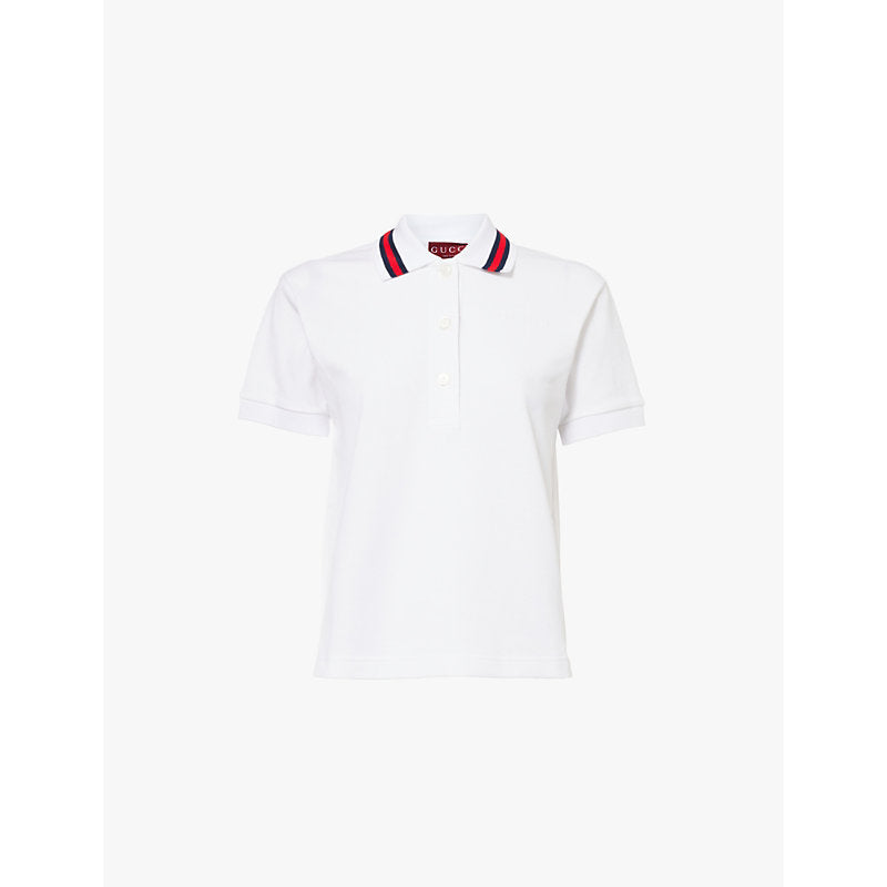 Gucci Stripe-collar slim-fit cotton-piqué polo shirt