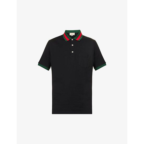 Mens Gucci Striped-collar regular-fit stretch-cotton piqué polo shirt