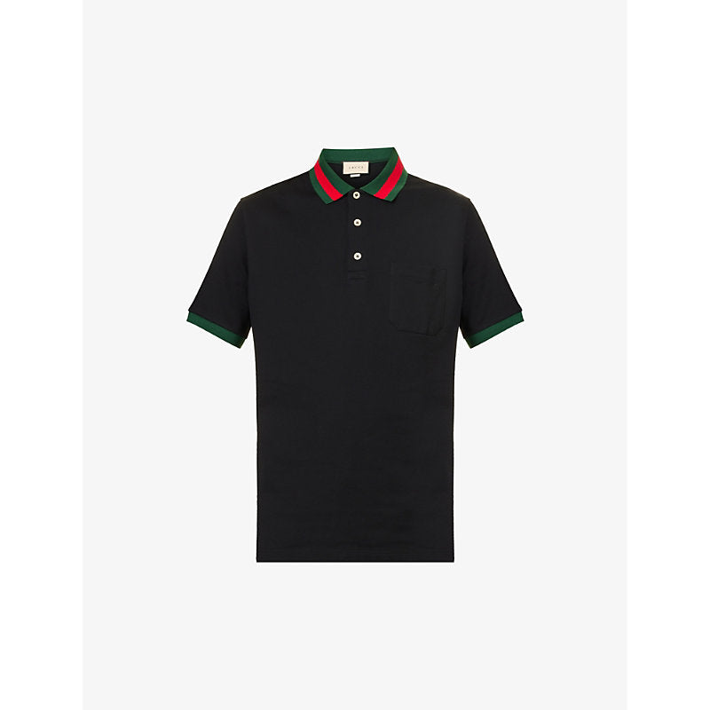 Mens Gucci Striped-collar regular-fit stretch-cotton piqué polo shirt