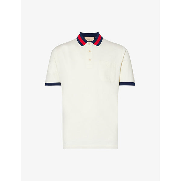 Mens Gucci Striped-collar regular-fit stretch-cotton piqué polo shirt