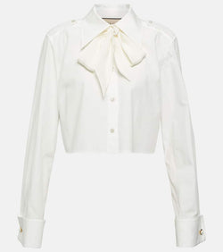 Gucci Tie-front cotton poplin blouse