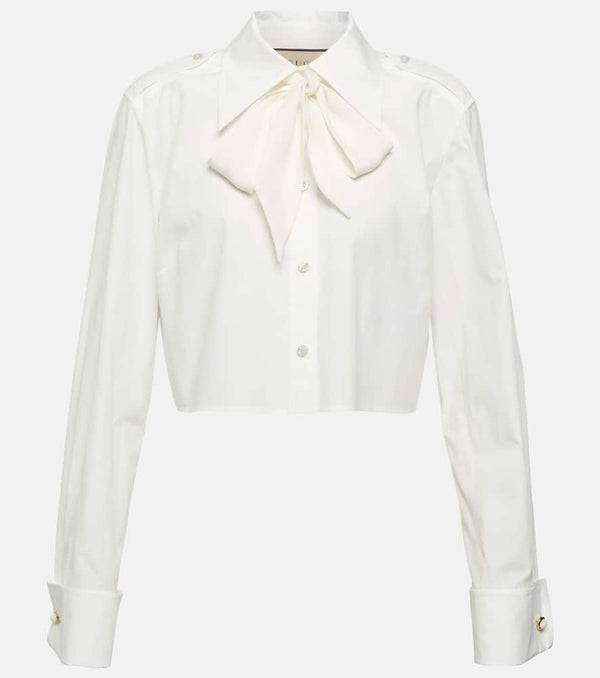 Gucci Tie-front cotton poplin blouse