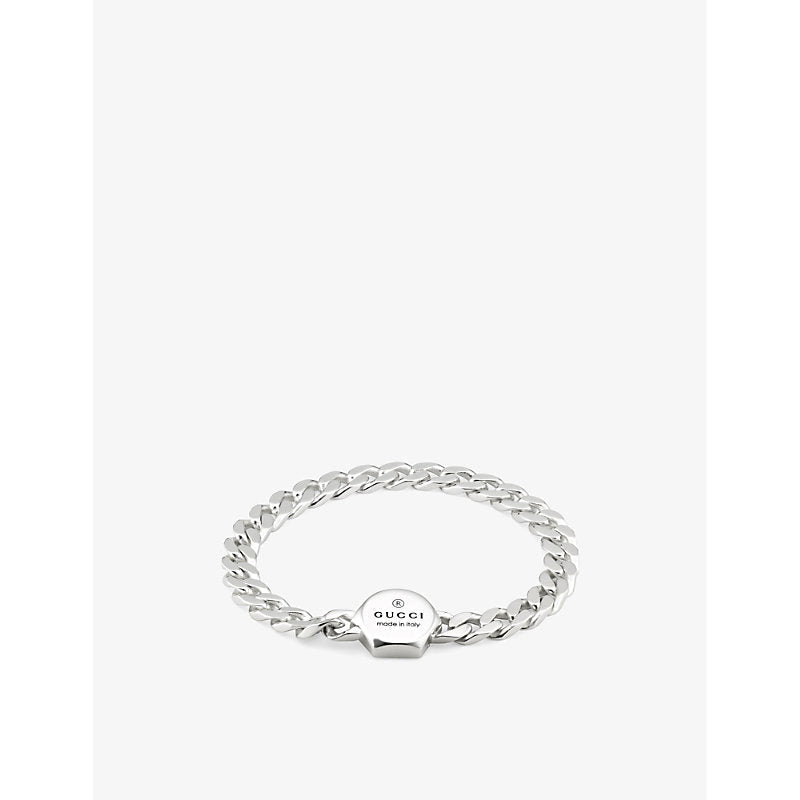 Gucci Trademark logo-engraved sterling silver bracelet