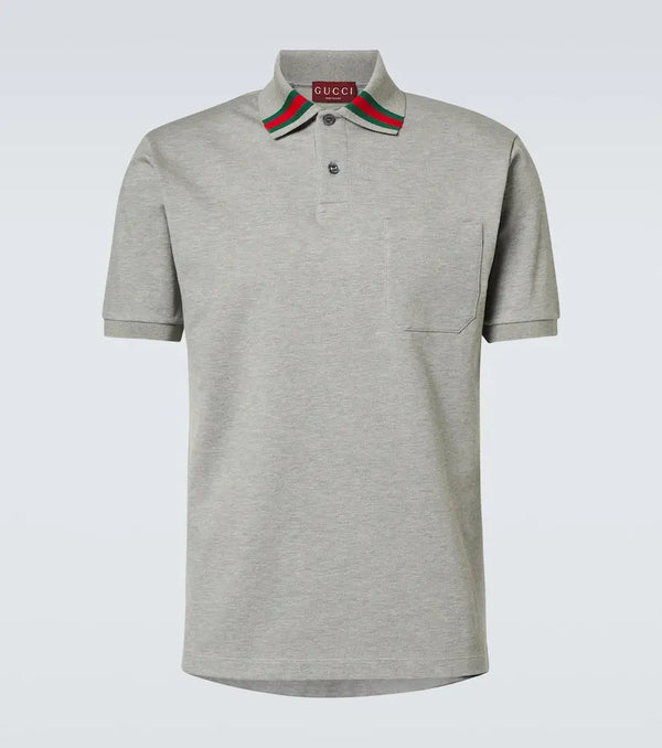 Gucci Web Stripe cotton-blend piqué polo shirt | LYBSTORE