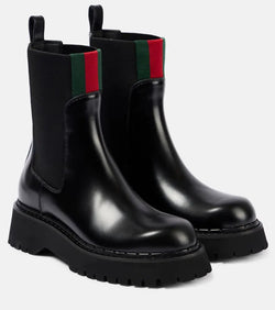 Gucci Web Stripe leather Chelsea boots | LYBSTORE