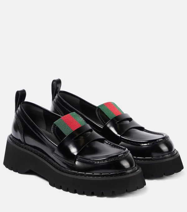 Gucci Web Stripe leather loafers | LYBSTORE