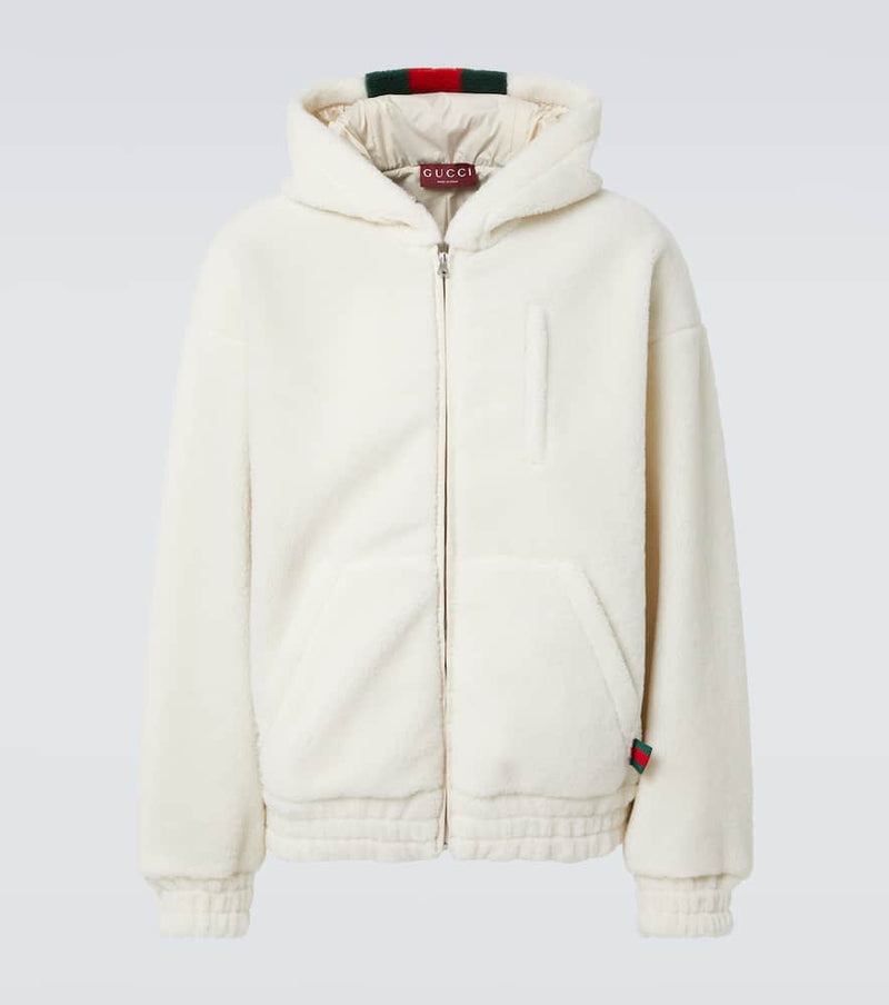 Gucci Web Stripe wool-blend fleece hoodie