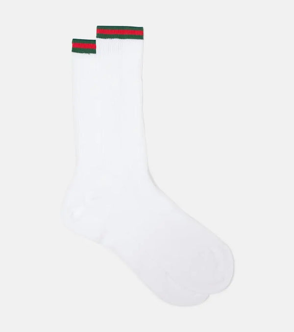 Gucci Web ribbed-knit cotton-blend socks | LYBSTORE