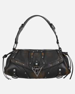 Guess USA Washed Leather Shoulder Bag Black