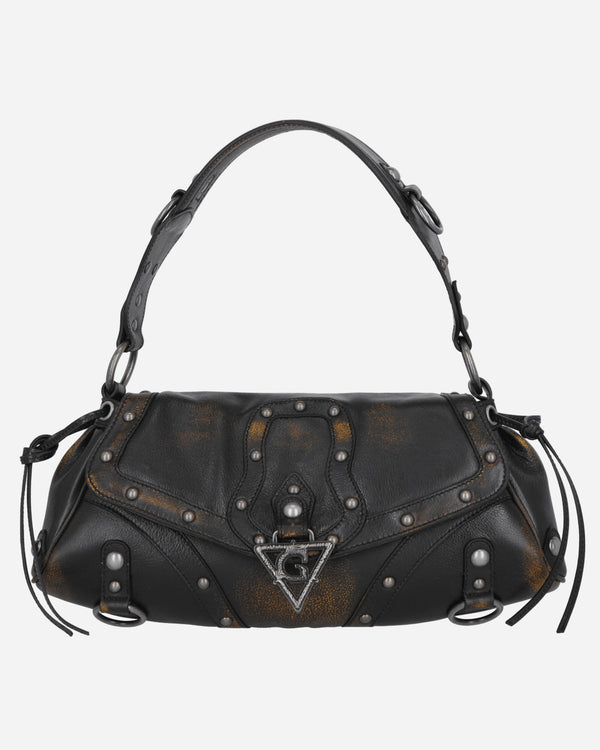 Guess USA Washed Leather Shoulder Bag Black