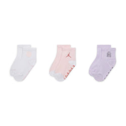 Calcetines de agarre para bebé (0-9M) (3 pares) Jordan Icon Patches - Rosa