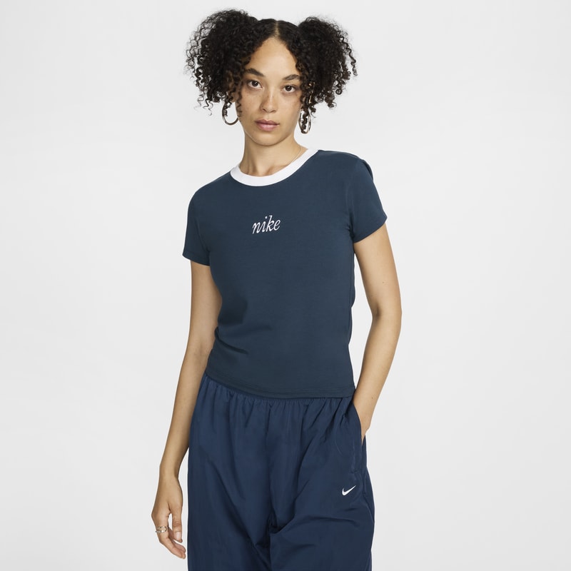 Playera cropped slim para mujer Nike Sportswear Chill Knit - Azul