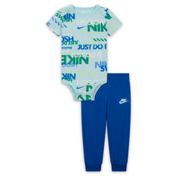 Conjunto de body y pants estampados para bebé (12 a 24 meses) Nike Sportswear Playful Exploration - Azul