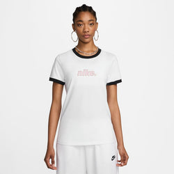 Playera para mujer Nike Sportswear Ringer - Blanco