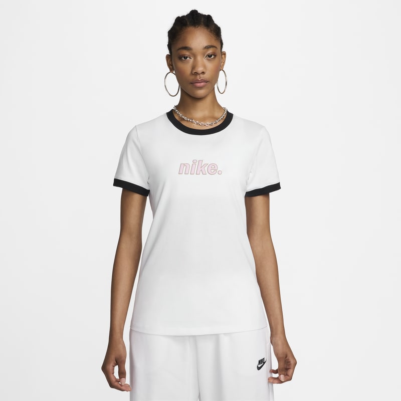 Playera para mujer Nike Sportswear Ringer - Blanco