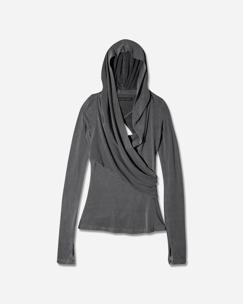 HYEIN SEO Women s Hooded Jersey Top Charcoal