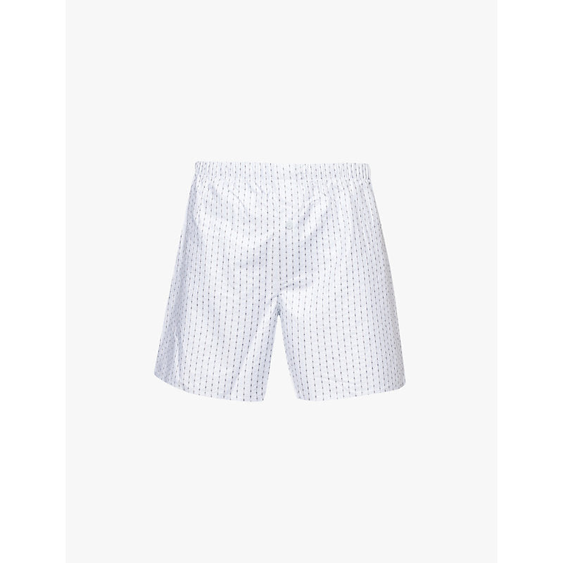 Hanro Brand-print drawstring-waist cotton-poplin pyjama shorts