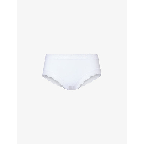 Womens Hanro Mid-rise lace-trim stretch-cotton briefs