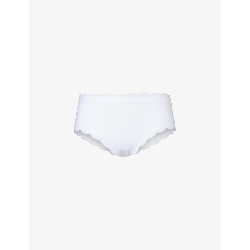 Womens Hanro Mid-rise lace-trim stretch-cotton briefs