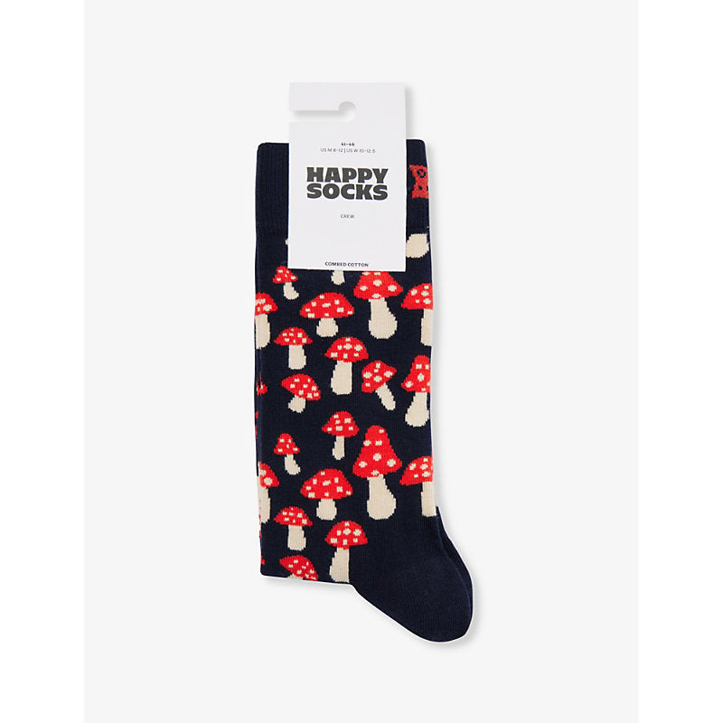 Mens Happy Socks Mushroom graphic-print cotton-blend socks