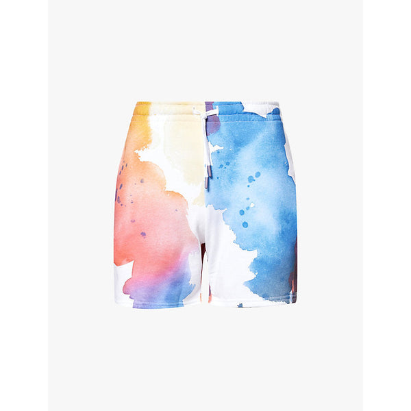 Mens Head Motion watercolour-print organic-cotton shorts