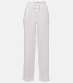 Heidi Klein White Bay linen wide-leg pants