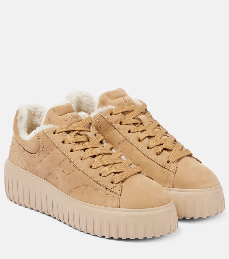 Hogan H-Stripes shearling-lined suede sneakers