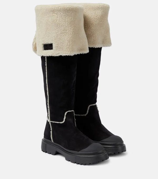 Hogan H619 suede knee-high boots | LYBSTORE