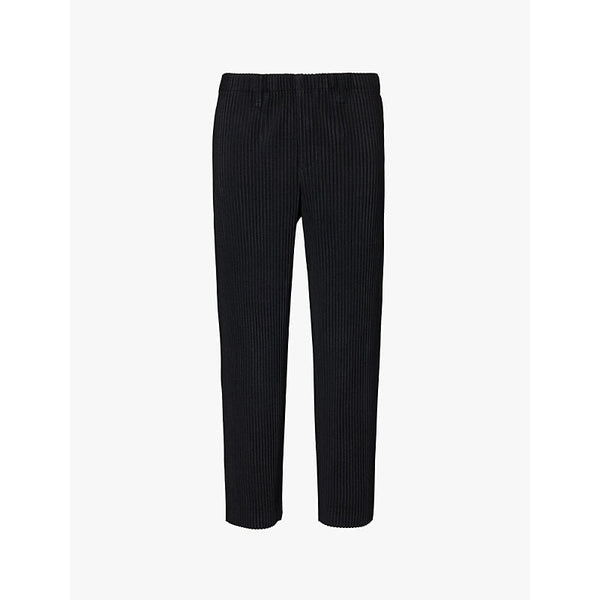 Mens Homme Plisse Issey Miyake Pleated belt loops tapered leg relaxed-fit knitted trousers