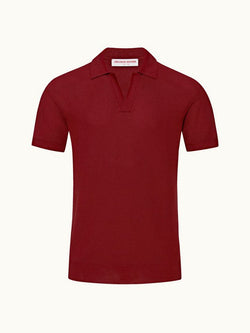 Horton Pique - Copper Red Tailored Fit Mercerised Cotton Polo Shirt