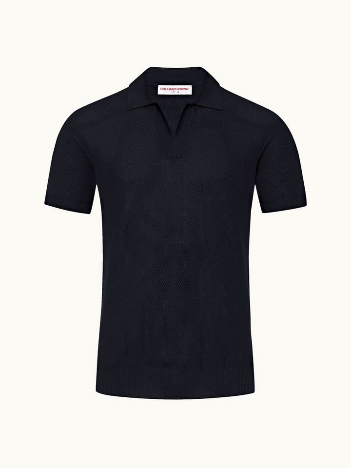 Horton Pique - Night Iris Tailored Fit Mercerised Cotton Polo Shirt