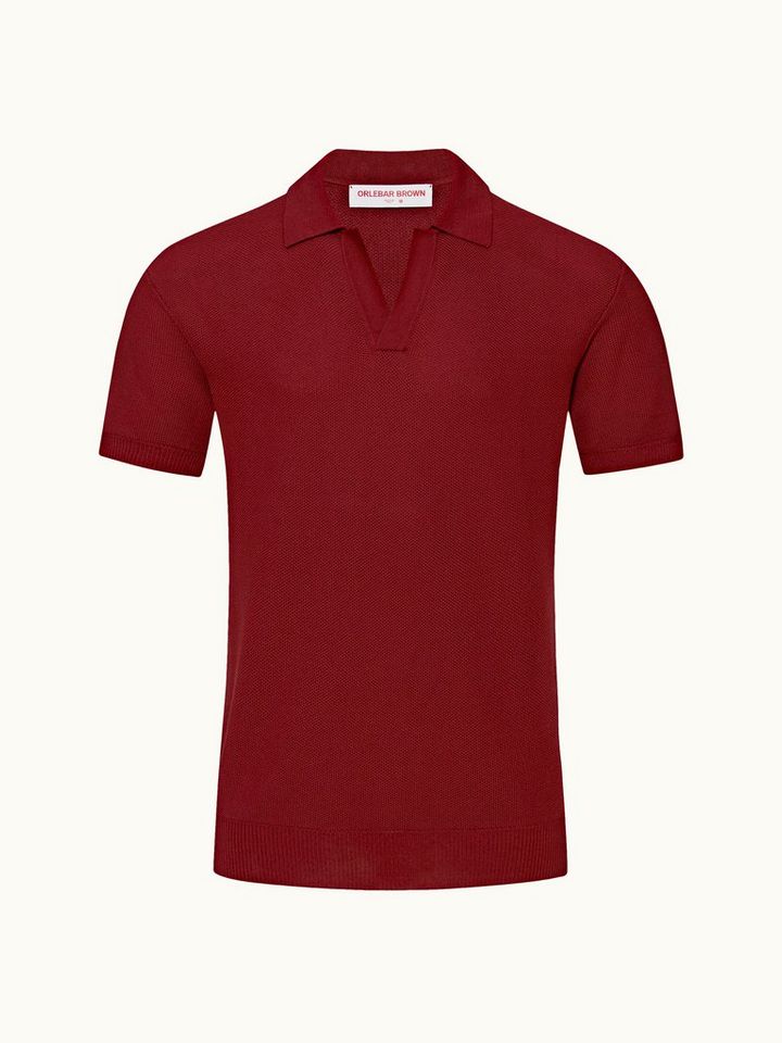 Horton Pique - Copper Red Tailored Fit Mercerised Cotton Polo Shirt