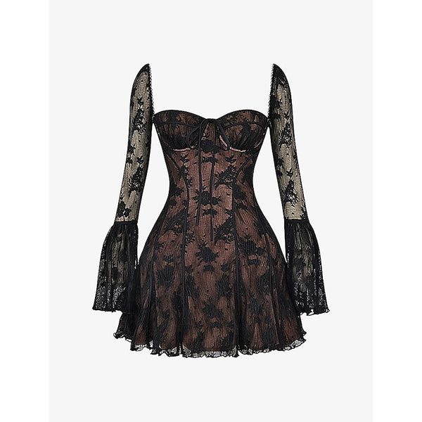 House Of Cb Analissa floral-pattern lace mini dress | LYBSTORE