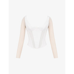 House Of Cb Araminta corseted woven and stretch-mesh top | LYBSTORE