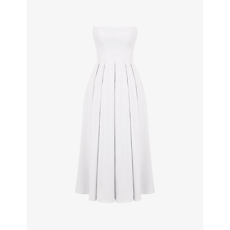 House Of Cb Audrey slim-fit strapless cotton-blend midi dress | LYBSTORE