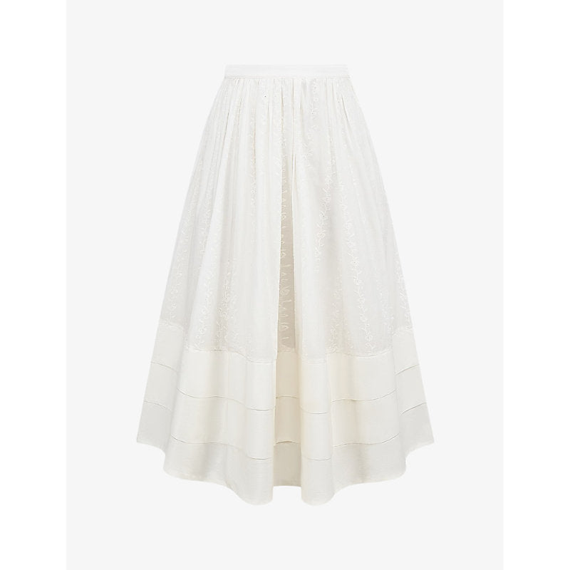 Womens House Of Cb Augustine embroidered cotton midi skirt