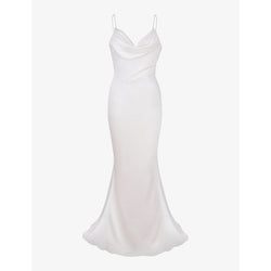 House Of Cb Aurelie cowl-neck satin-texture bridal gown | LYBSTORE