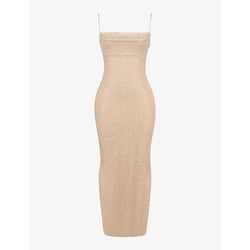 House Of Cb Calla bead-embellished mesh and satin maxi dress | LYBSTORE