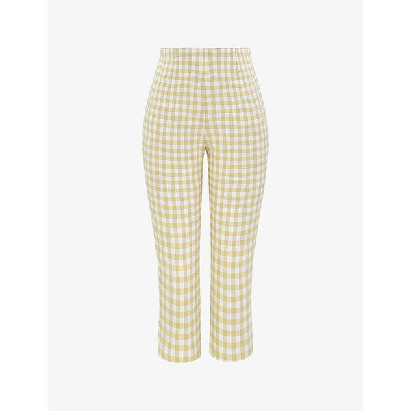 House Of Cb Carella gingham-print high-rise stretch-woven capri trousers | LYBSTORE