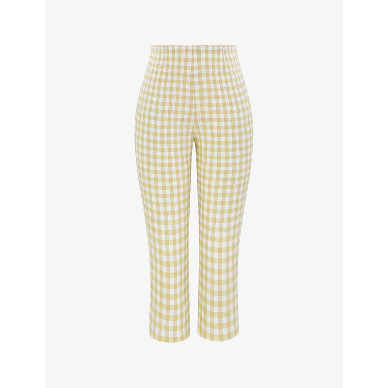 House Of Cb Carella gingham-print high-rise stretch-woven capri trousers | LYBSTORE