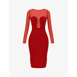 House Of Cb Darcy plunge-neck woven midi dress | LYBSTORE