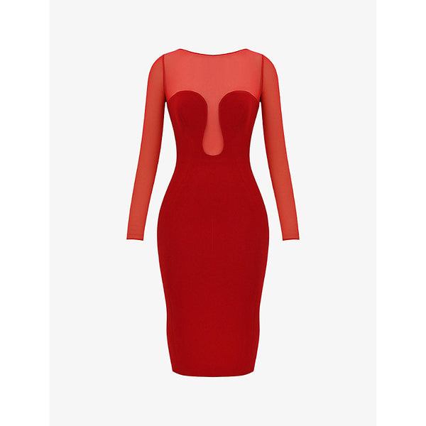 House Of Cb Darcy plunge-neck woven midi dress | LYBSTORE