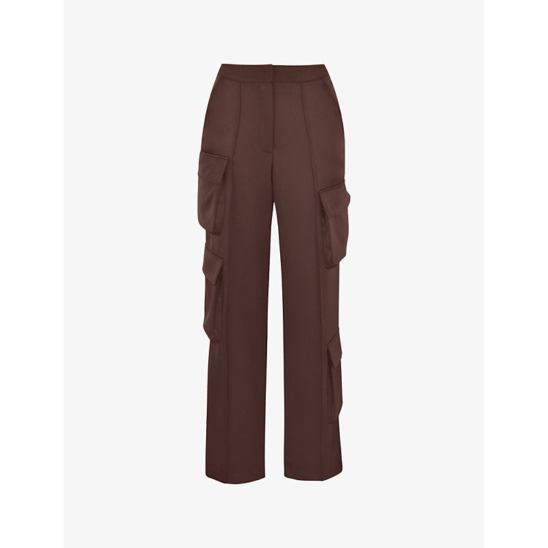 House Of Cb Daria patch-pocket satin cargo trousers | LYBSTORE