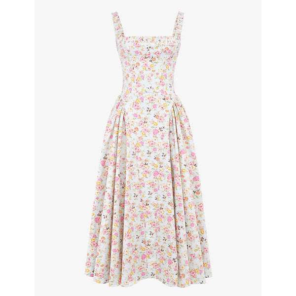 House Of Cb Dorothy floral-print stretch-cotton midi dress | LYBSTORE